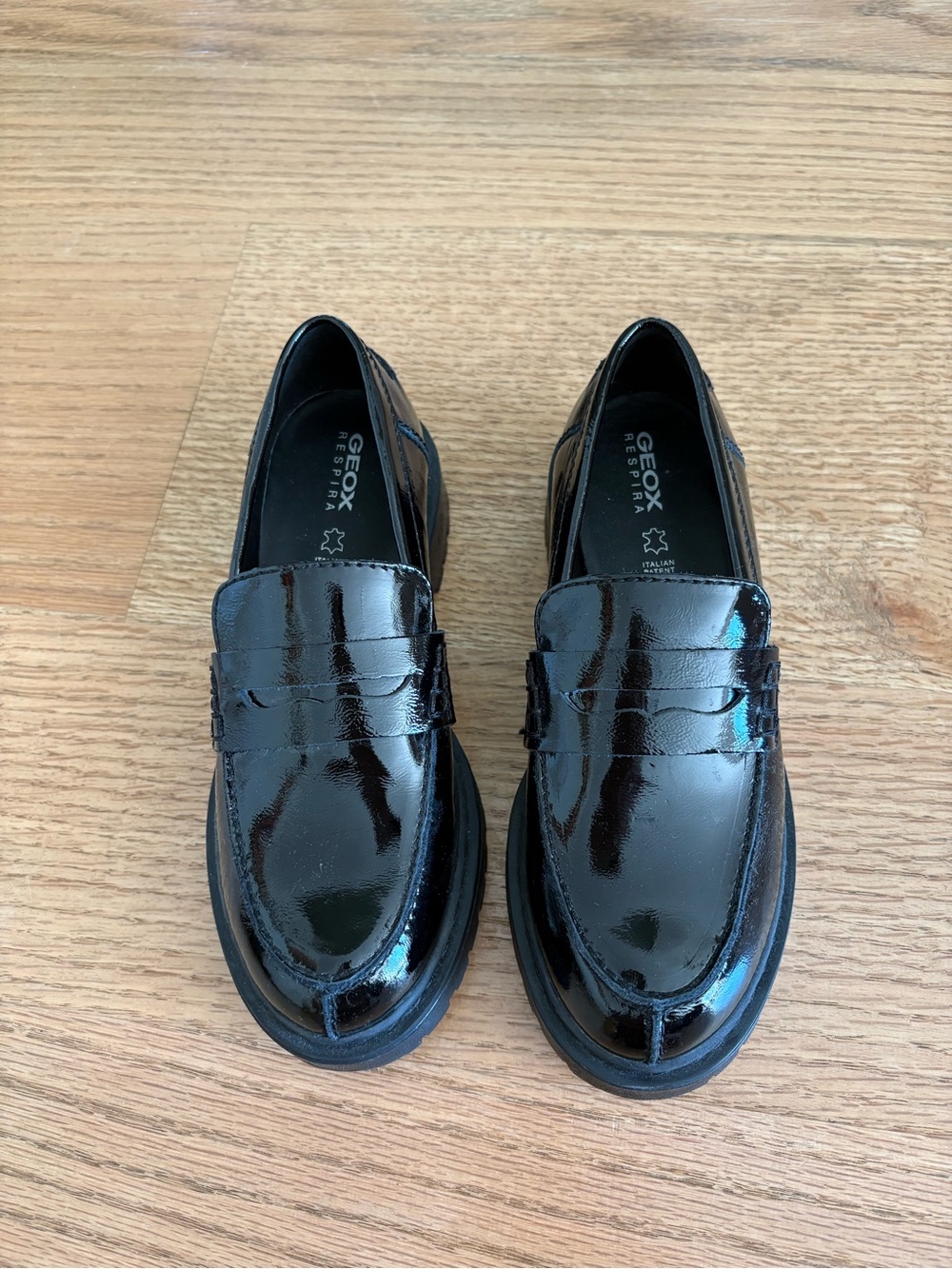 Geox  Black Patent Leather Loafers